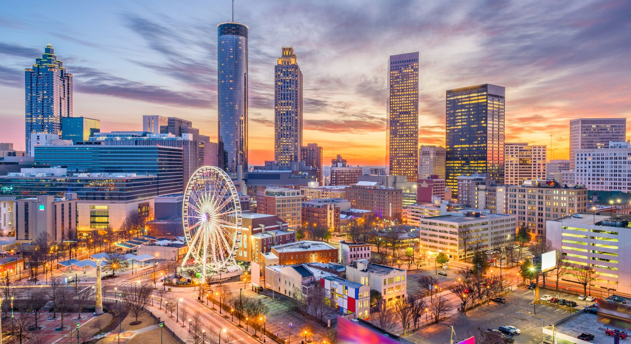 atlanta skyline at sunset